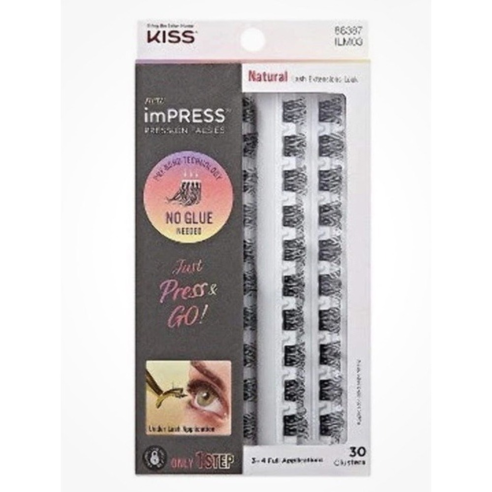 KISS Products imPRESS Press-On Self Adhesive Eyelashes 30 Clusters - New